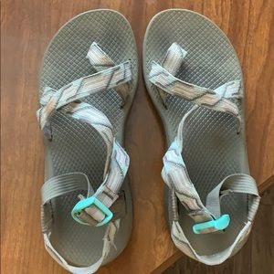 Teal & gray Chacos
